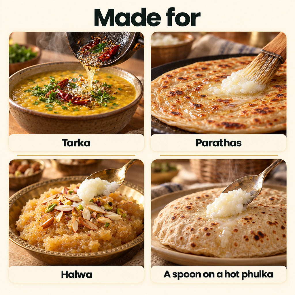 Made for tarka, parathas, halwa and a spoon on a hot phulka