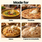 Made for tarka, parathas, halwa and a spoon on a hot phulka