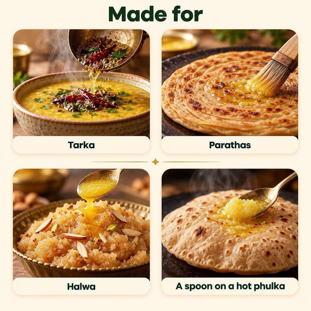 Made for tarka, parathas, halwa and a spoon on a hot phulka
