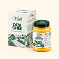 Phulka Cow Desi Ghee 500 g jar with its Desi Ghee box